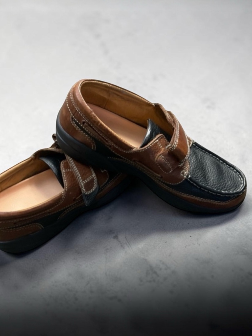 Dr Comfort Mike 8660 Orthopedic Leather Boat Shoes Mens 10.5 M Brown Black